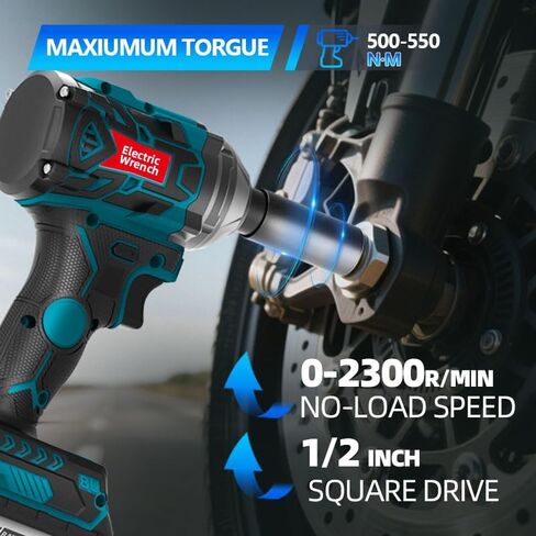 مفتاح ربط تأثير لاسلكي MZG 550N، 21 فولت، 5.2 أمبير في الساعة، مفاتيح تأثير طاقة ليثيوم أيون، 1/2 بوصة مسدس تأثير لاسلكي للمنزل/السيارة/الشاحنة، مجموعة أدوات إزالة صامولة الإطارات in Saudi Arabia