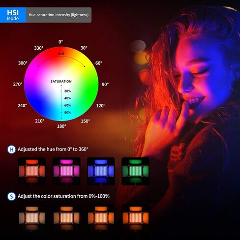 Neewer 2 حزم P200 RGB LED طقم بطارية ضوء الفيديو مع التحكم في التطبيق - CRI97 + 360 درجة كامل اللون RGB ضوء مسبق 9 مشاهد مع قوس U/Barndoor/شاشة LED/ ليوتيوب، التصوير الفوتوغرافي في الهواء الطلق in Saudi Arabia