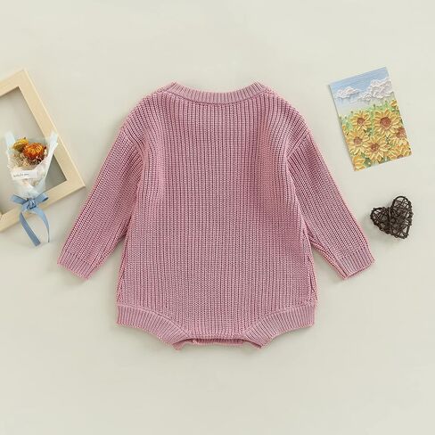 Newborn Baby Boy Girl Fall Winter Clothes Chunky Knit Sweater Romper | Solid Color Long Sleeve Onesie Oversized Romper One Piece Bodysuit Newborn Baby Boy Girl Coming Home Outfit Cute Clothes in Saudi Arabia