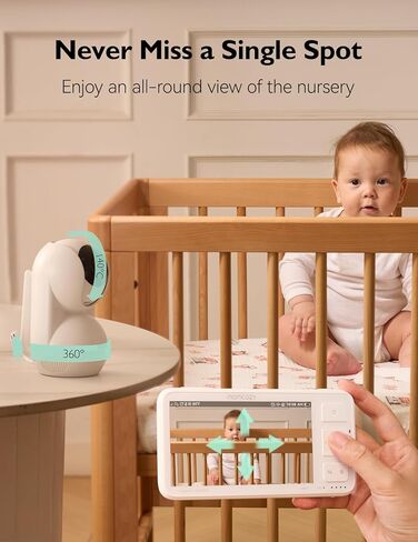 وحدة الكاميرا الإضافية Momcozy Baby Monitor BM03، دقة عالية 1080 بكسل كاملة، كاميرا تكبير قابلة للإمالة، بطاقة SD (غير متضمنة) مساحة تخزين متاحة، سهولة الاقتران (غير متوافقة مع BM01) in Kuwait