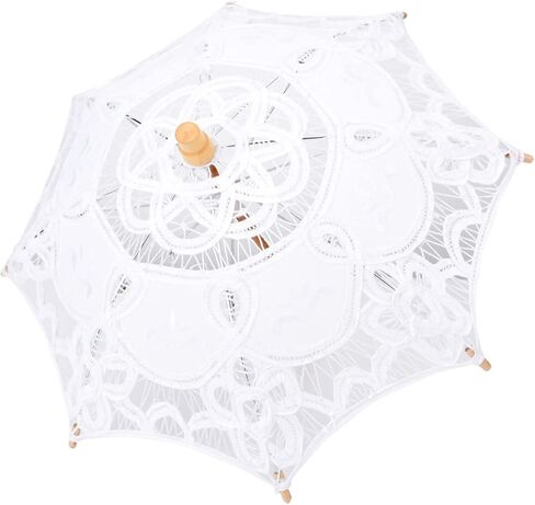 AYNEFY Wedding Lace Umbrella, Elegant Bridal Parasol with Anti Slip Wooden Handle for Photography and Celebrations in Saudi Arabia