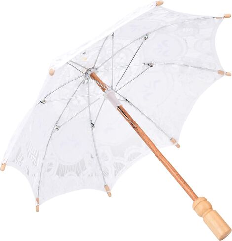 AYNEFY Wedding Lace Umbrella, Elegant Bridal Parasol with Anti Slip Wooden Handle for Photography and Celebrations in Saudi Arabia