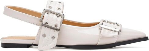 Beast Fashion Women's Slingback Flats Studded Buckle Straps Flats Slip-On Slides Pointed Toe Flats Adjustable Strap Sandals Dressy Shoes in Saudi Arabia