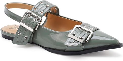 Women's Slingback Flats Studded Buckle Straps Flats Slip-On Slides Pointed Toe Flats Adjustable Strap Sandals Dressy Shoes in Saudi Arabia