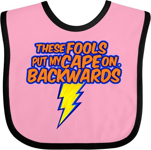 inktastic These Fools Put My Cape on Backwards® Superhero Baby Bib in Saudi Arabia