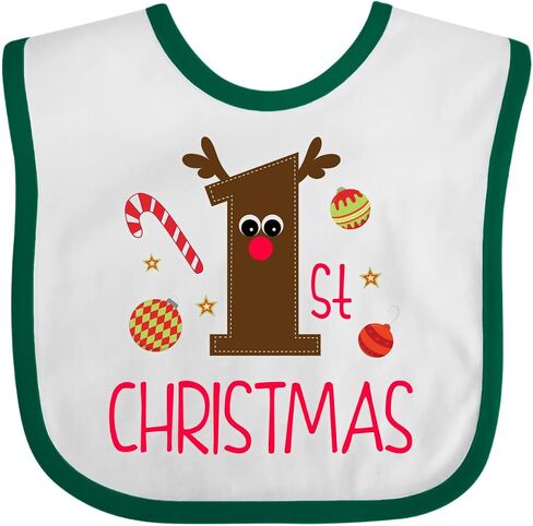 inktastic 1st Christmas Reindeer Baby Bib in Saudi Arabia