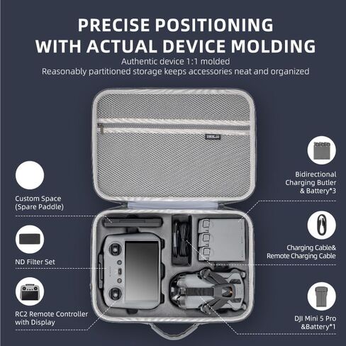 Mini 5 Pro Carrying Case, Portable PU Leather Bag with Shoulder strap for DJI Mini 5 Pro More Combo Compatible RC 2 Controller in Saudi Arabia