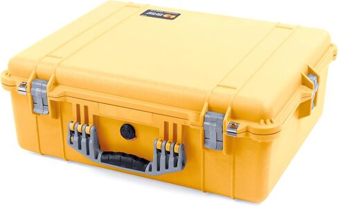 Pelican 1600 Case by ColorCase - Yellow - Large Size Waterproof Case with Pick & Pluck Foam Set & Convoluted Lid Foam - Black Handle & Latches in Saudi Arabia