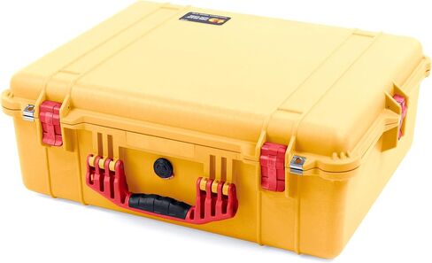 Pelican 1600 Case by ColorCase - Yellow - Large Size Waterproof Case with Pick & Pluck Foam Set & Convoluted Lid Foam - Black Handle & Latches in Saudi Arabia