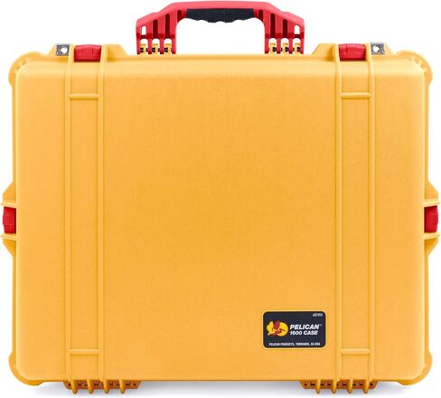 Pelican 1600 Case by ColorCase - Yellow - Large Size Waterproof Case with Pick & Pluck Foam Set & Convoluted Lid Foam - Black Handle & Latches in Saudi Arabia