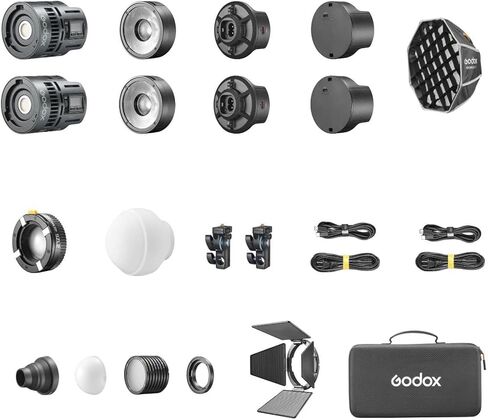 Godox 2pcs RS60Bi LED Video Light Kit, 60W Bi-Color LED Continuous Lighting for Outdoor Studio Photography,Video Recording Live Streaming Lights with 2800-6500K,11 FX Effects,Support DMX/APP Control in Saudi Arabia