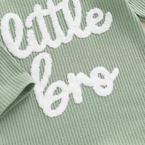 Newborn Little Brother Romper Baby Boy Waffle Knit Outfit With Hat Set | Infant Fall Winter Clothes,Convenient crotch snap closure,fits the baby's body shape without any restraint,0-18 Months in Saudi Arabia