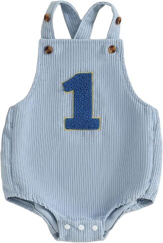 Baby Boy Girl First Birthday Overalls One Year Old 1st Birthday Overall Romper Corduroy 1 Rompers Clothes Outfit in Saudi Arabia