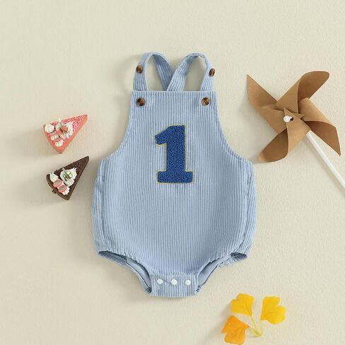 Baby Boy Girl First Birthday Overalls One Year Old 1st Birthday Overall Romper Corduroy 1 Rompers Clothes Outfit in Saudi Arabia