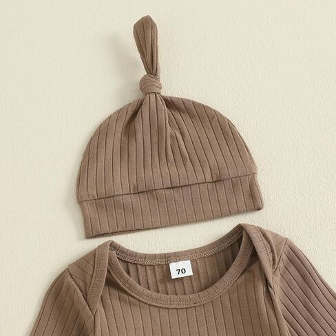 Yoawdats Newborn Little Brother Romper Baby Boy Waffle Knit Outfit With Hat Fall Winter Infant Clothes Set in Saudi Arabia