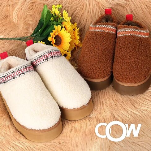 CCF Fuzzy Cute Platform Slippers for Women with Memory Foam Shoes Winter Slippers for Indoor and Outdoor in Kuwait