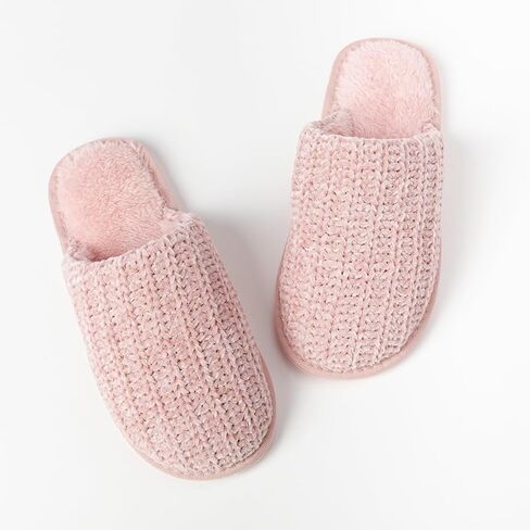 Ultra Soft Plush Women's Knit Slippers Warm Non-Slip Indoors And Outdoor House Shoes in Saudi Arabia