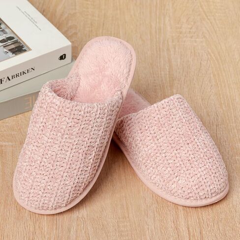 Ultra Soft Plush Women's Knit Slippers Warm Non-Slip Indoors And Outdoor House Shoes in Saudi Arabia