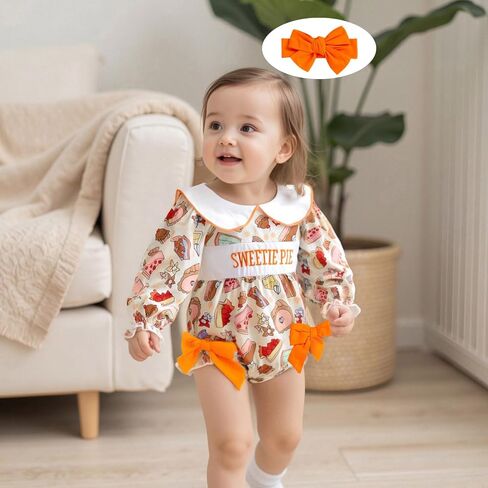 Thanksgiving Baby Girl Outfit My Rolls are Homemade Bubble Rompers | Bows Gingham Smocked Ruffle Bodysuit Headband Long Sleeve Newborn Girl Thanksgiving My Rolls Are Homemade Baby Girl Outfit in Saudi Arabia