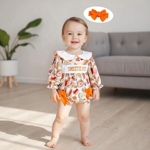 Thanksgiving Baby Girl Outfit My Rolls are Homemade Bubble Rompers | Bows Gingham Smocked Ruffle Bodysuit Headband Long Sleeve Newborn Girl Thanksgiving My Rolls Are Homemade Baby Girl Outfit in Saudi Arabia