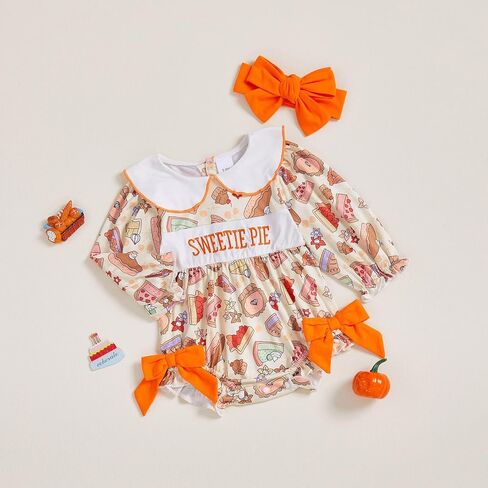 Thanksgiving Baby Girl Outfit My Rolls are Homemade Bubble Rompers | Bows Gingham Smocked Ruffle Bodysuit Headband Long Sleeve Newborn Girl Thanksgiving My Rolls Are Homemade Baby Girl Outfit in Saudi Arabia