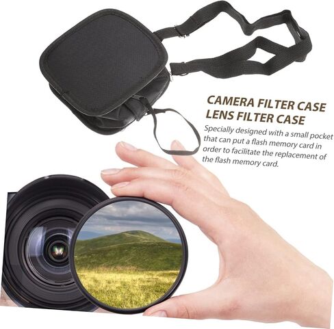 Photography Filter Pouch Portable Lens Filter Case with Removable Inner Bag Multi Pocket Design for Quick Access Compatible with Camera Straps for Professional Photographers in Saudi Arabia