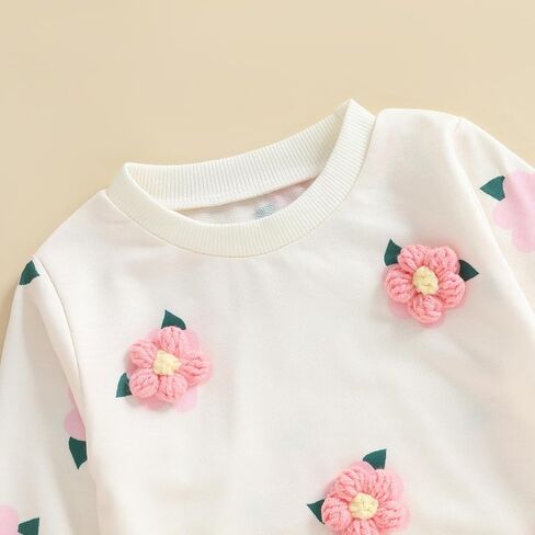 Afunbaby Toddler Girl Clothes 2T 3T Fall Winter Outfits Floral Shirt Top Flared Denim Pant Girls Jeans Clothing Set in Saudi Arabia
