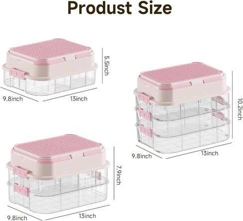 joyingbaby Toy Storage Organizer Box with Handle, Stackable Building Block Toy Box with Building Plate Lid & Removable Sorting Trays, Cubby Bins and Containers 1 Layer (Pink) in Saudi Arabia
