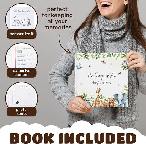 Daisa GM Baby Monthly Milestone Blanket Unisex 45"x45", with Baby Memory Book an Arrow and a Small Cloud, a Wooden Announcement Sign, Milestone Blanket. in Saudi Arabia