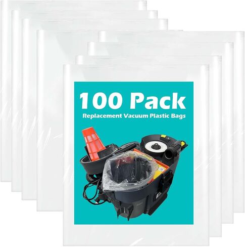 ملحقات Shark Messmaster، أكياس بلاستيكية مفرغة متوافقة مع مكانس Shark MessMaster المحمولة الرطبة والجافة VS100، VS101، VS100C (100 قطعة) in Kuwait