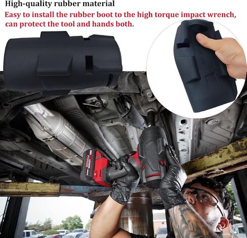 49-16-2967 49162967 حذاء حماية مطاطي مع حلقة احتكاك، متوافق مع Milwaukee M18 Fuel 1/2 في مفتاح ربط عزم الدوران العالي 2967-20 2967-21B 2967-21F 2967-22، غطاء أسود متين (التمهيد فقط) in Saudi Arabia