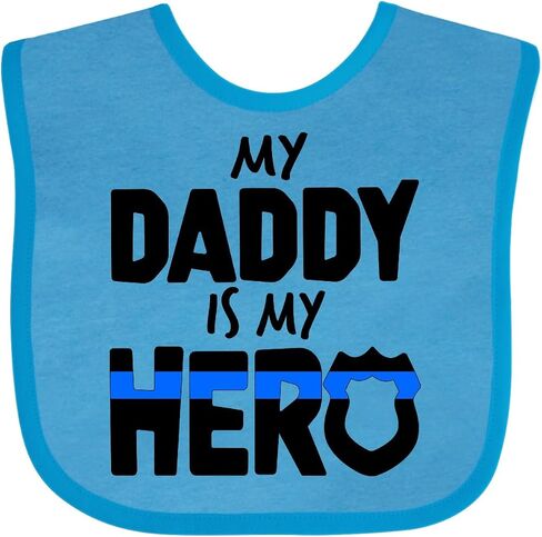 inktastic My Daddy Is My Hero Police Officer Family Baby Bib in Saudi Arabia
