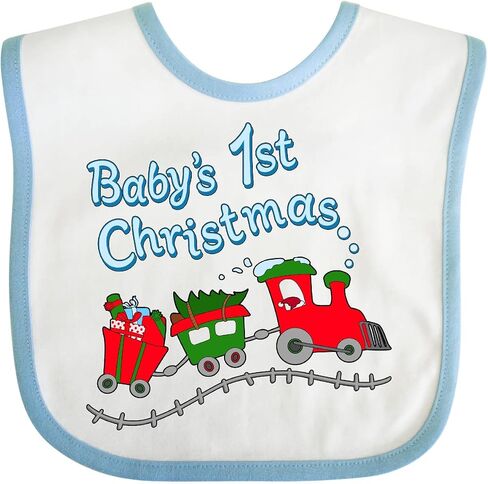 inktastic Baby's 1st Christmas Train with Presents and Tree Baby Bib in Saudi Arabia