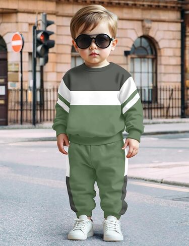 NECIOUS طفل رضيع ملابس الخريف الشتاء اللون كتلة Crewneck البلوز بلوزات وسراويل 2 قطعة وتتسابق 1-5T in Kuwait