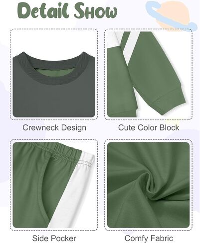 NECIOUS طفل رضيع ملابس الخريف الشتاء اللون كتلة Crewneck البلوز بلوزات وسراويل 2 قطعة وتتسابق 1-5T in Kuwait