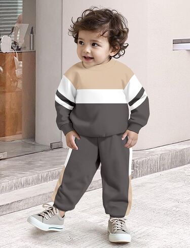 NECIOUS طفل رضيع ملابس الخريف الشتاء اللون كتلة Crewneck البلوز بلوزات وسراويل 2 قطعة وتتسابق 1-5T in Kuwait