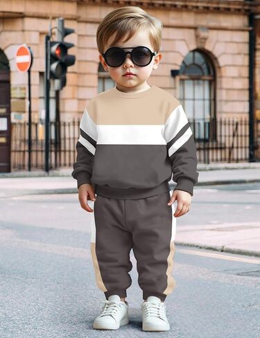 NECIOUS طفل رضيع ملابس الخريف الشتاء اللون كتلة Crewneck البلوز بلوزات وسراويل 2 قطعة وتتسابق 1-5T in Kuwait