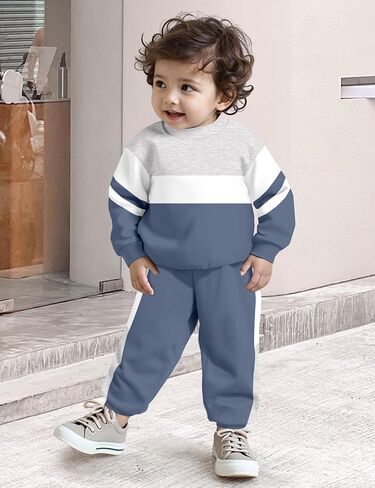 NECIOUS طفل رضيع ملابس الخريف الشتاء اللون كتلة Crewneck البلوز بلوزات وسراويل 2 قطعة وتتسابق 1-5T in Kuwait