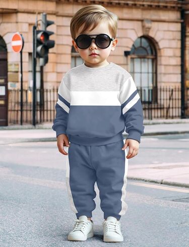 NECIOUS طفل رضيع ملابس الخريف الشتاء اللون كتلة Crewneck البلوز بلوزات وسراويل 2 قطعة وتتسابق 1-5T in Kuwait