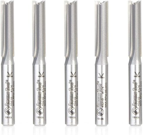 Amana Tool 45210-5, 5-Pack Carbide Tipped Straight Plunge High Production 1/4 D x 1 CH x 1/4 SHK x 2-1/4 Inch Long Router Bits in Saudi Arabia