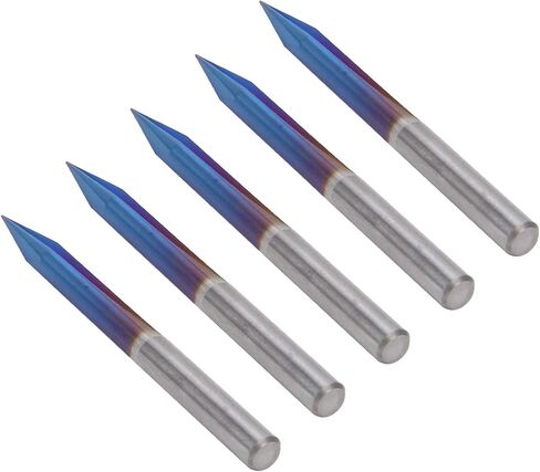 CNC Router Bit for Engraving, 4mm Shank Straight Groove V Bits, 0.3mm Tip 25 Degree, 2 Flutes Tungsten Steel Coated Cutting Bit for MDF Wood Aluminum Acrylic in Saudi Arabia