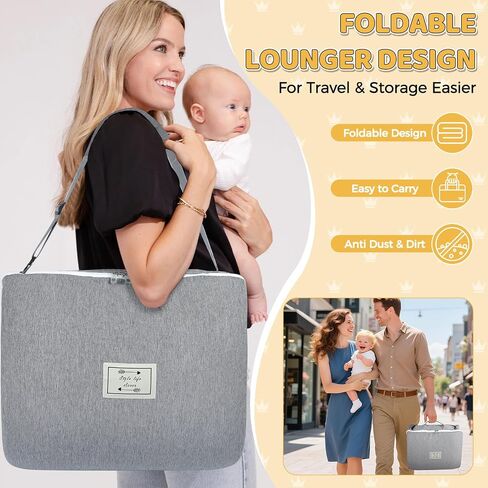 Baby Lounger for Newborn 0-24 Months, Portable Infant Lounger with Soft Breathable Cotton, Adjustable Size Lengthen Space Lightweight & Washable Essentials for Home (1. Crown) in Saudi Arabia