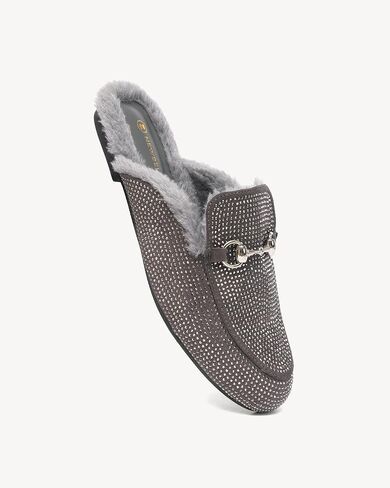 NEWBELLA Women's Faux Fur Lined Mule Slippers - Cozy Slip-On House Shoes with Round Toe, Warm Winter Indoor & Outdoor Shoes for Fall & Winter in Saudi Arabia