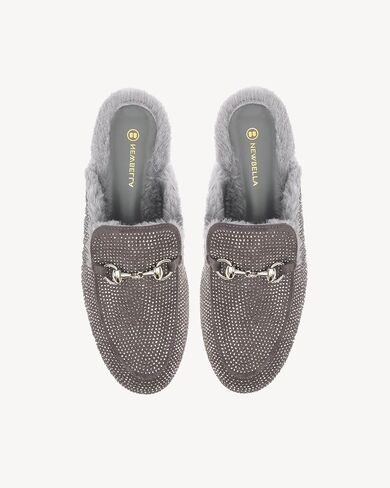 NEWBELLA Women's Faux Fur Lined Mule Slippers - Cozy Slip-On House Shoes with Round Toe, Warm Winter Indoor & Outdoor Shoes for Fall & Winter in Saudi Arabia