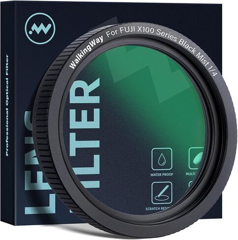 فلتر Walking Way Black Diffusion 1/4 (إطار فضي)، فلتر عدسة كاميرا بتأثير الضباب، زجاج بصري مطلي بـ 28 طبقة، متوافق مع سلسلة X100 (X100، X100S، X100F، X100T، X100V، X100VI) in Saudi Arabia