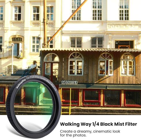 فلتر Walking Way Black Diffusion 1/4 (إطار فضي)، فلتر عدسة كاميرا بتأثير الضباب، زجاج بصري مطلي بـ 28 طبقة، متوافق مع سلسلة X100 (X100، X100S، X100F، X100T، X100V، X100VI) in Saudi Arabia