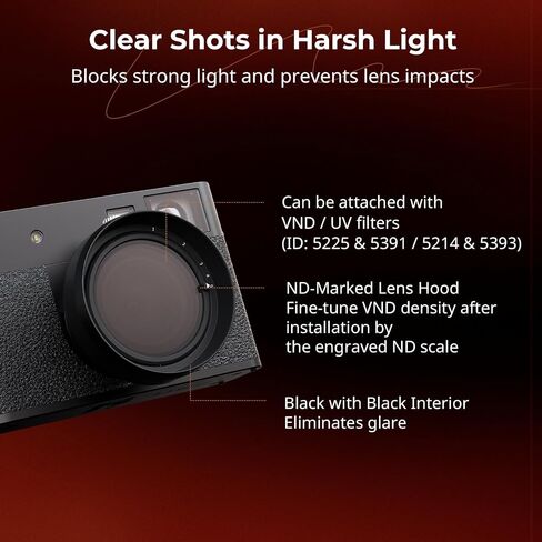 SMALLRIG X Half Lens Hood Sun Shade for Fujifilm, Shading Hood, Compatible with UV/VND Filters, Made of Aluminum Alloy, Anti-Scratch Protective Cover, Anti-Glare - 5215 in Saudi Arabia