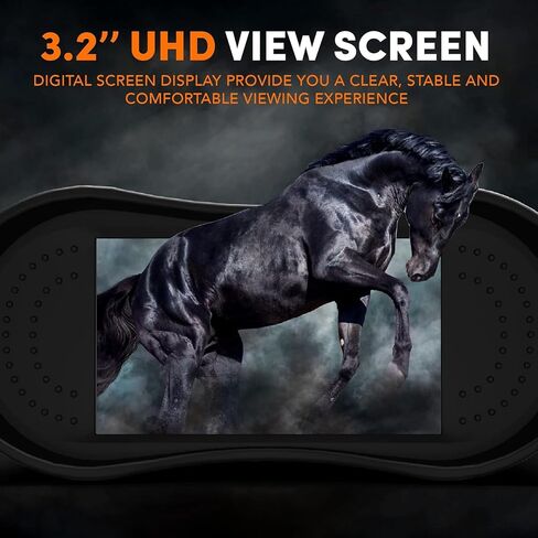نظارات الرؤية الليلية GTHUNDER، مناظير للرؤية الليلية - فيديو بدقة 4K UHD، صور بدقة 52 ميجابكسل، جهاز تحكم عن بعد في التطبيق، تكبير 10X، شاشة عالية الدقة 4 بوصات، 984 قدمًا، 7 مستويات بالأشعة تحت الحمراء، بطارية 4000 مللي أمبير في الساعة، 32 جيجابايت - مث in Kuwait