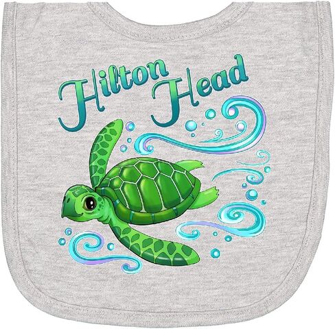 inktastic Hilton Head Cute Sea Turtle with Waves and Bubbles Newborn Bib in Saudi Arabia