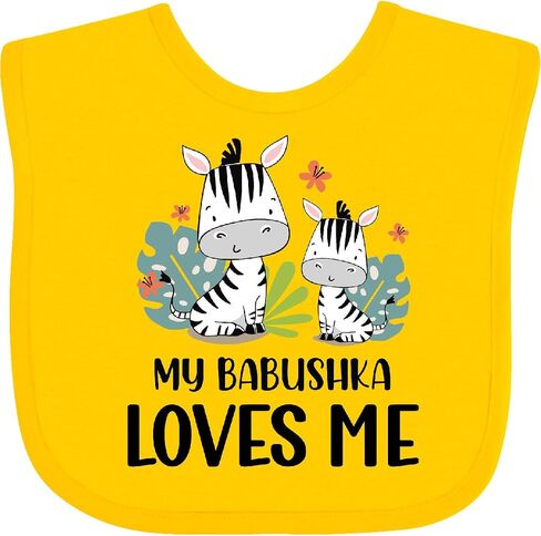 inktastic Zebra My Babushka Loves Me Baby Bib in Saudi Arabia